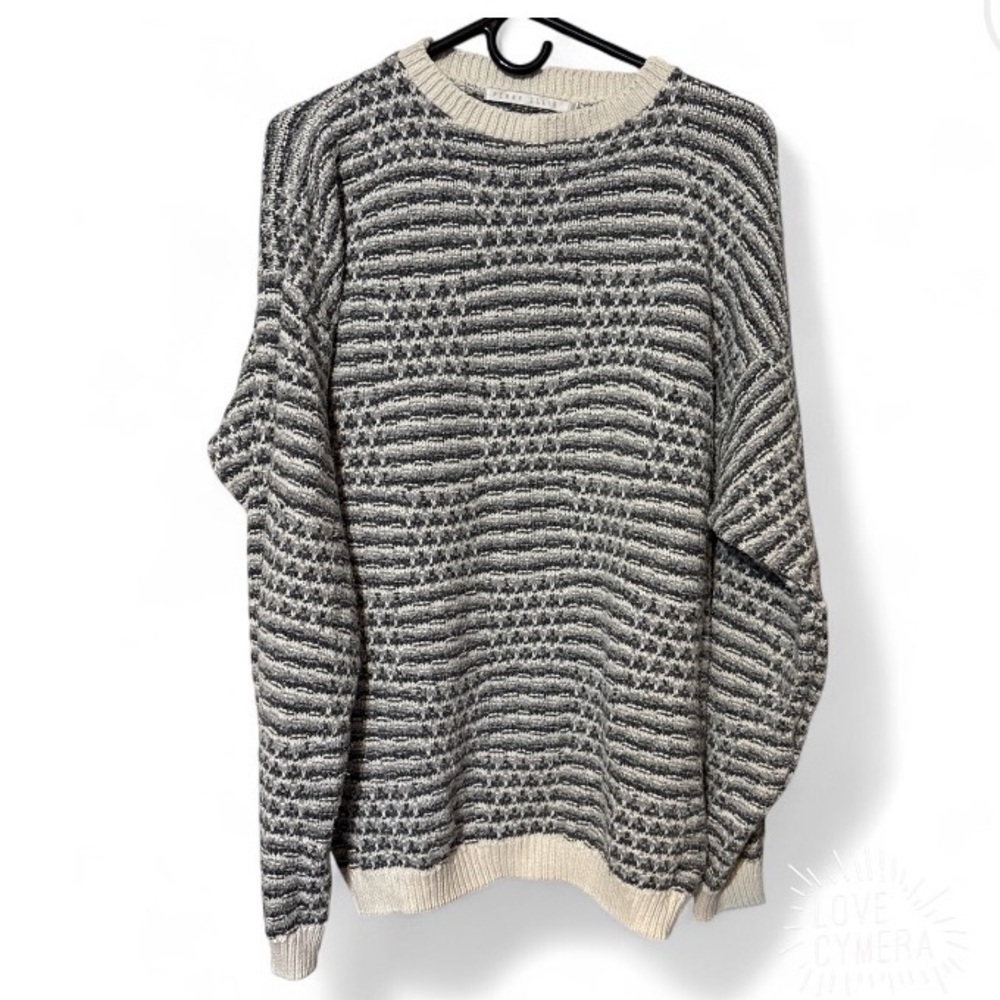 Perry Ellis Black and Cream Crewneck Sweater